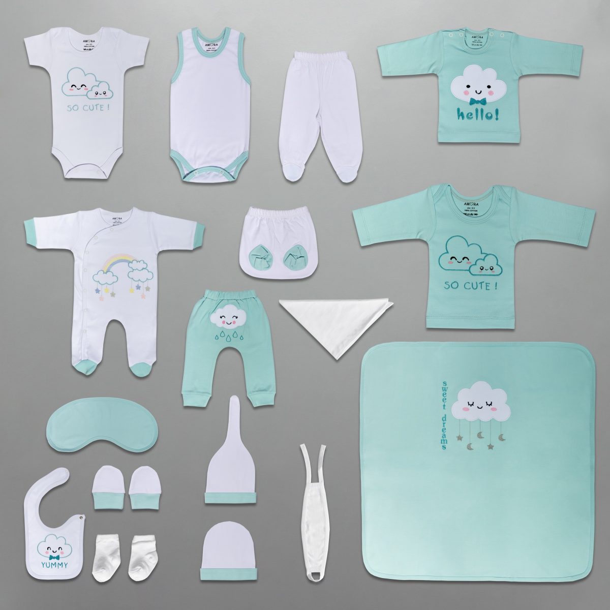 ست 19 تکه لباس نوزادی آمورا مدل baby Cloud