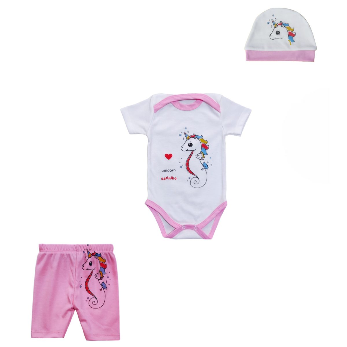 ست 3 تکه لباس نوزادی سرینیکو مدل Unicorn کد B03